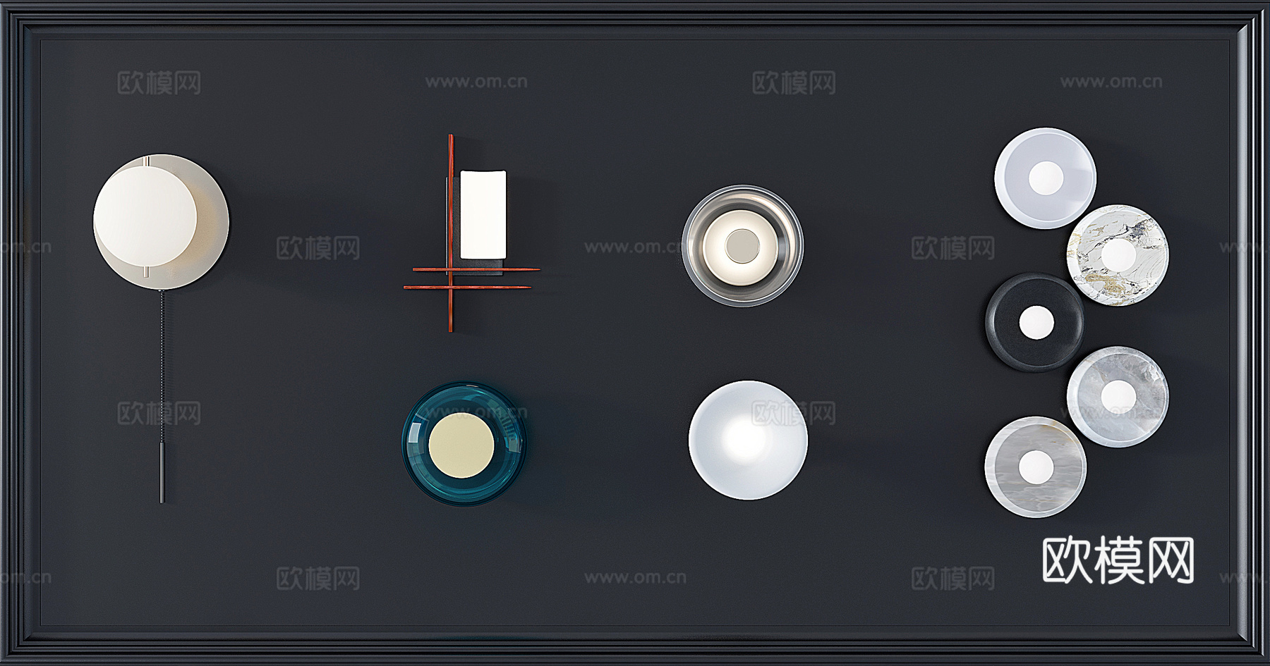 现代玻璃壁灯su模型下载