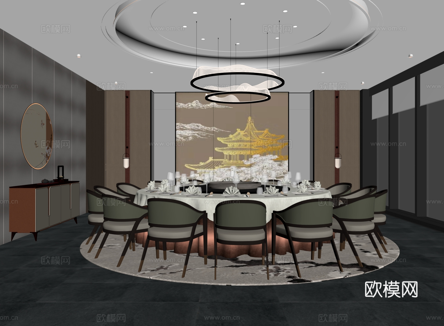 16新中式包间 包厢su模型