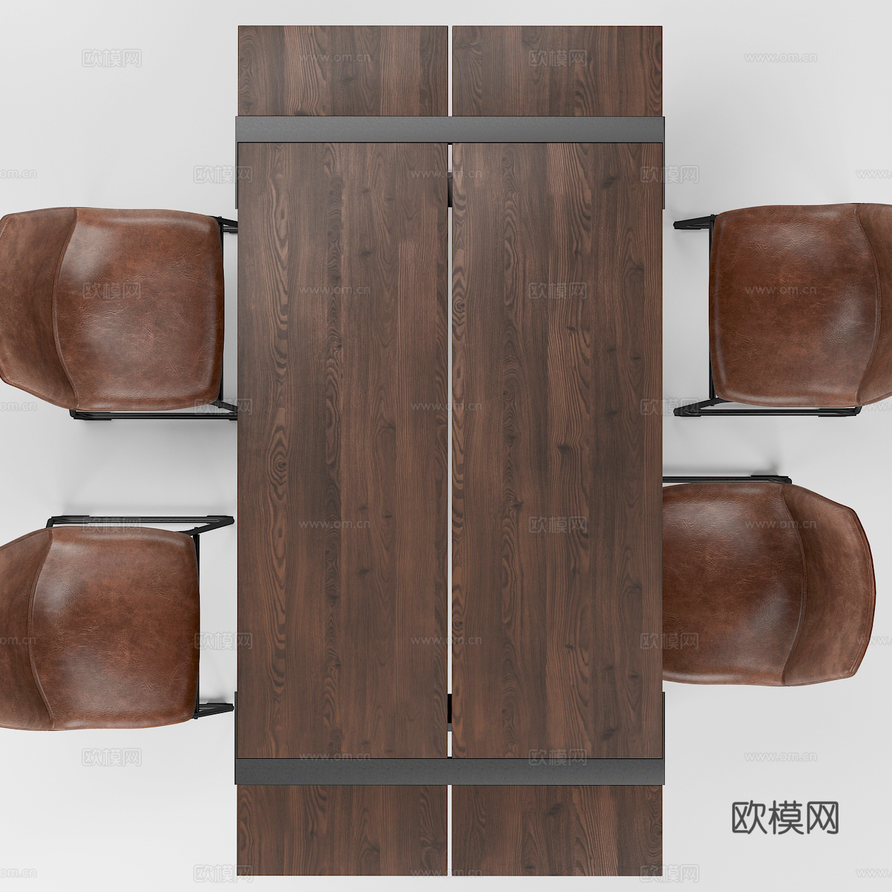 现代意式工业风餐桌椅组合3d模型