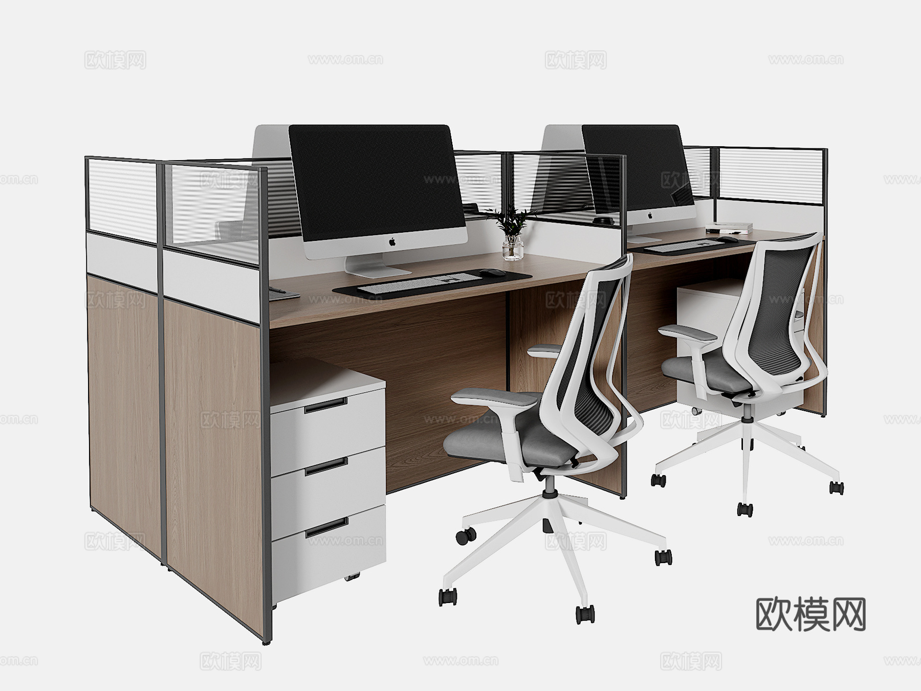 现代办公桌 办公桌椅 职员工位 电脑桌椅3d模型