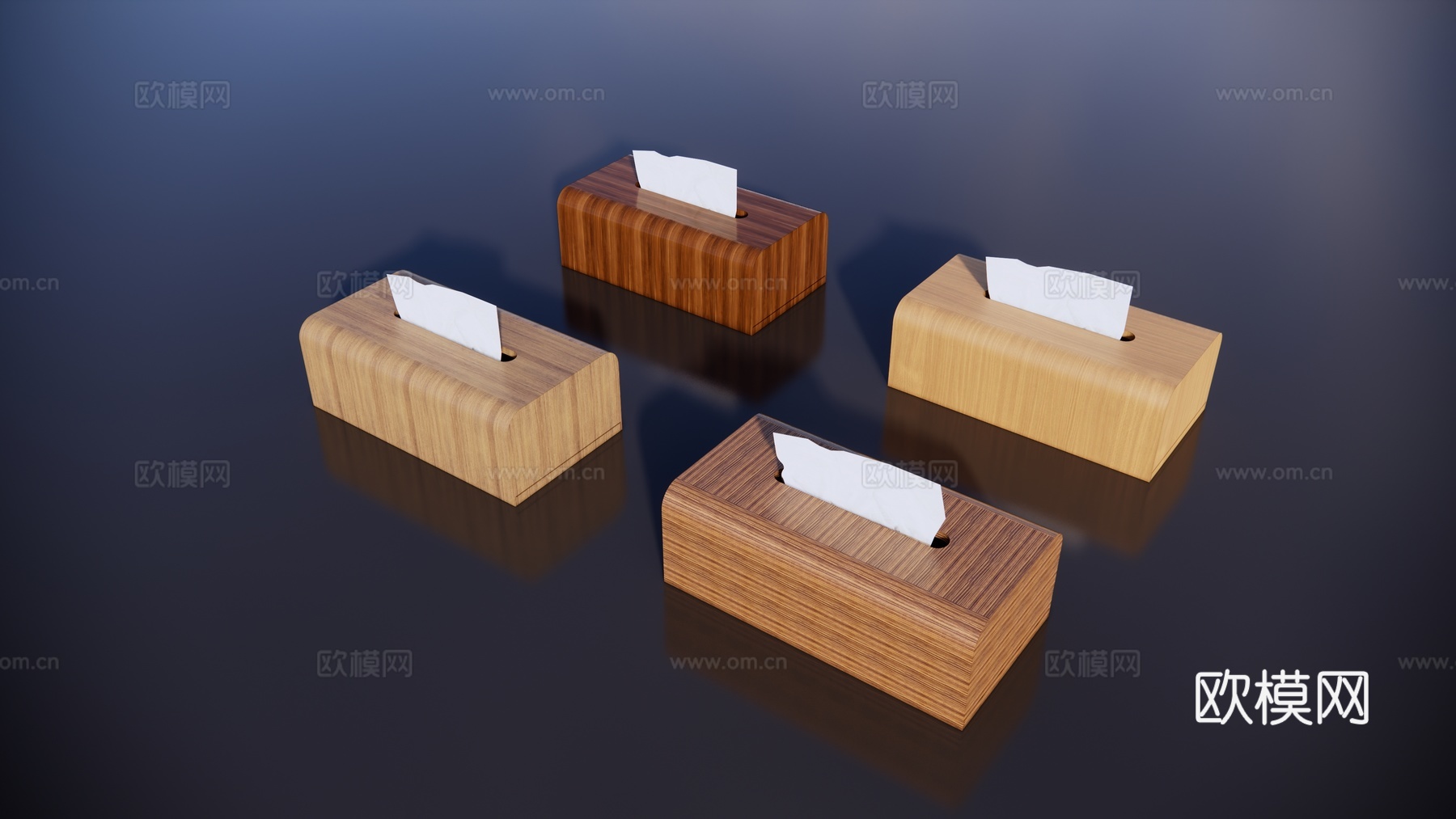 现代实木纸抽盒su模型下载