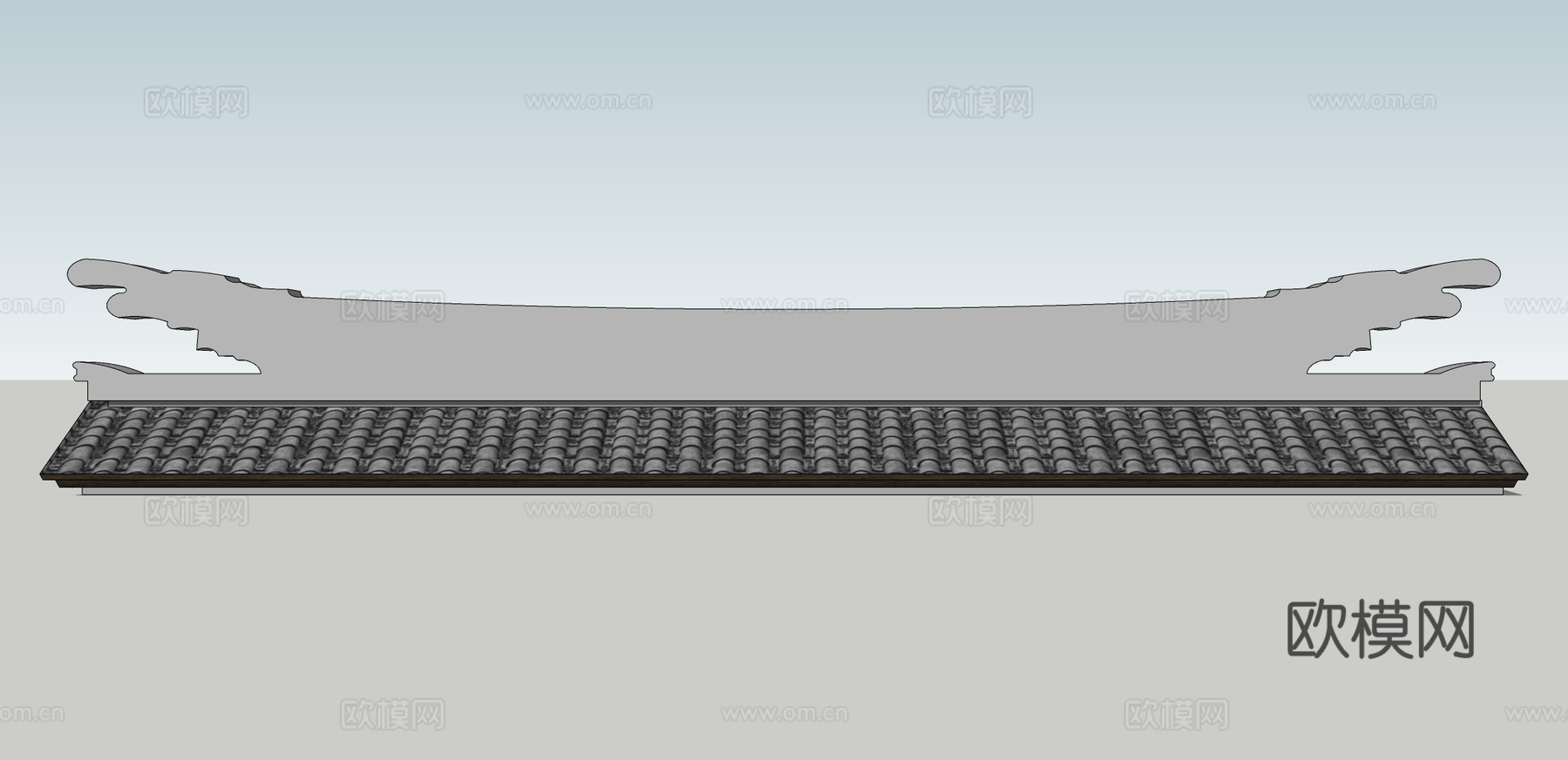 中式屋檐建筑构件su模型下载