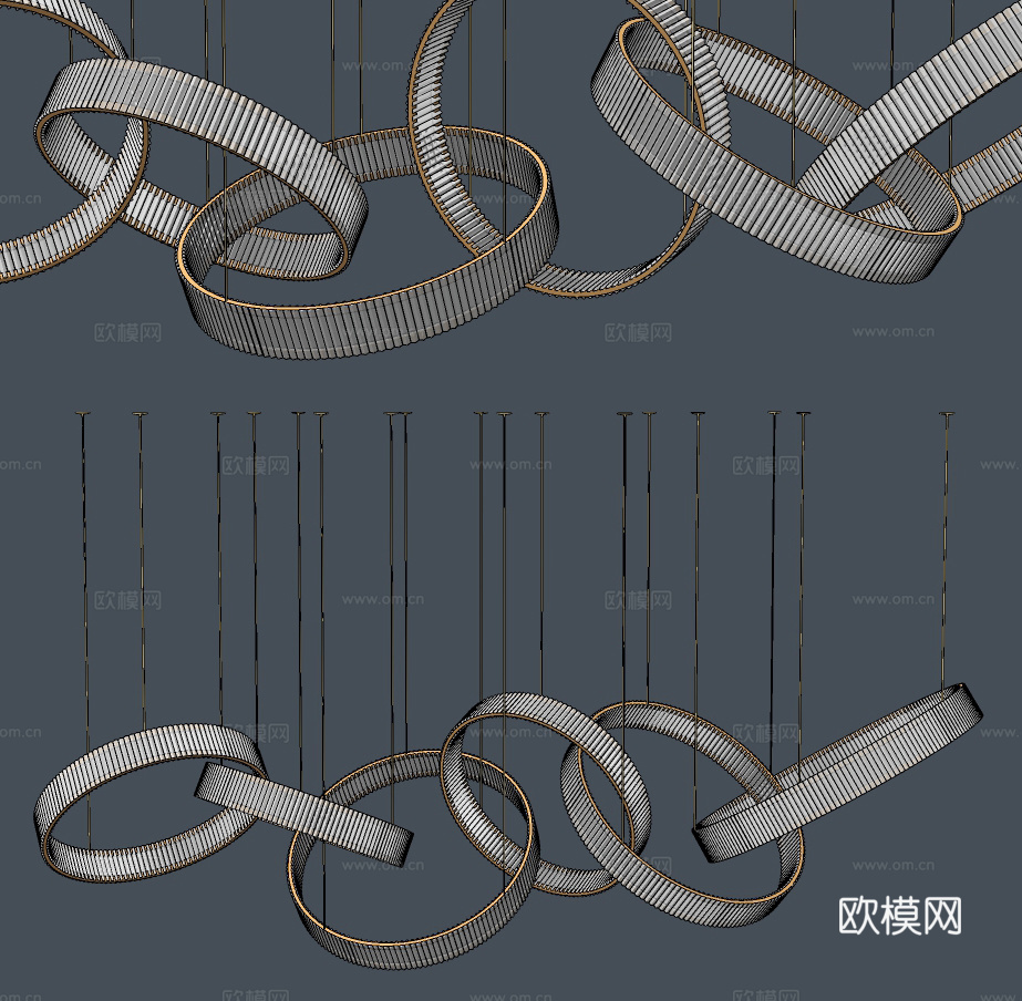 现代圆环水晶吊灯su模型下载