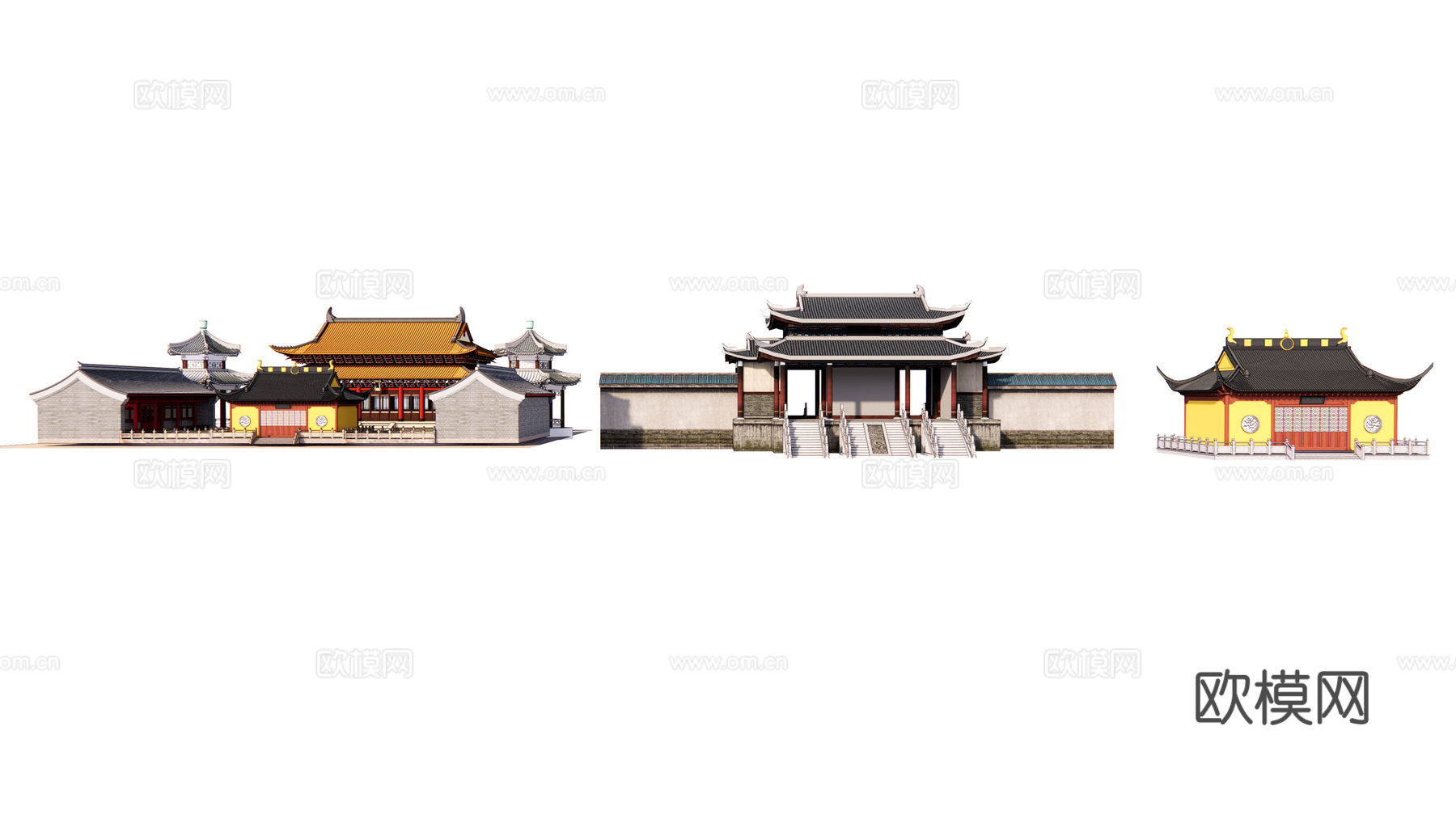 中式古建道教宫观su模型下载