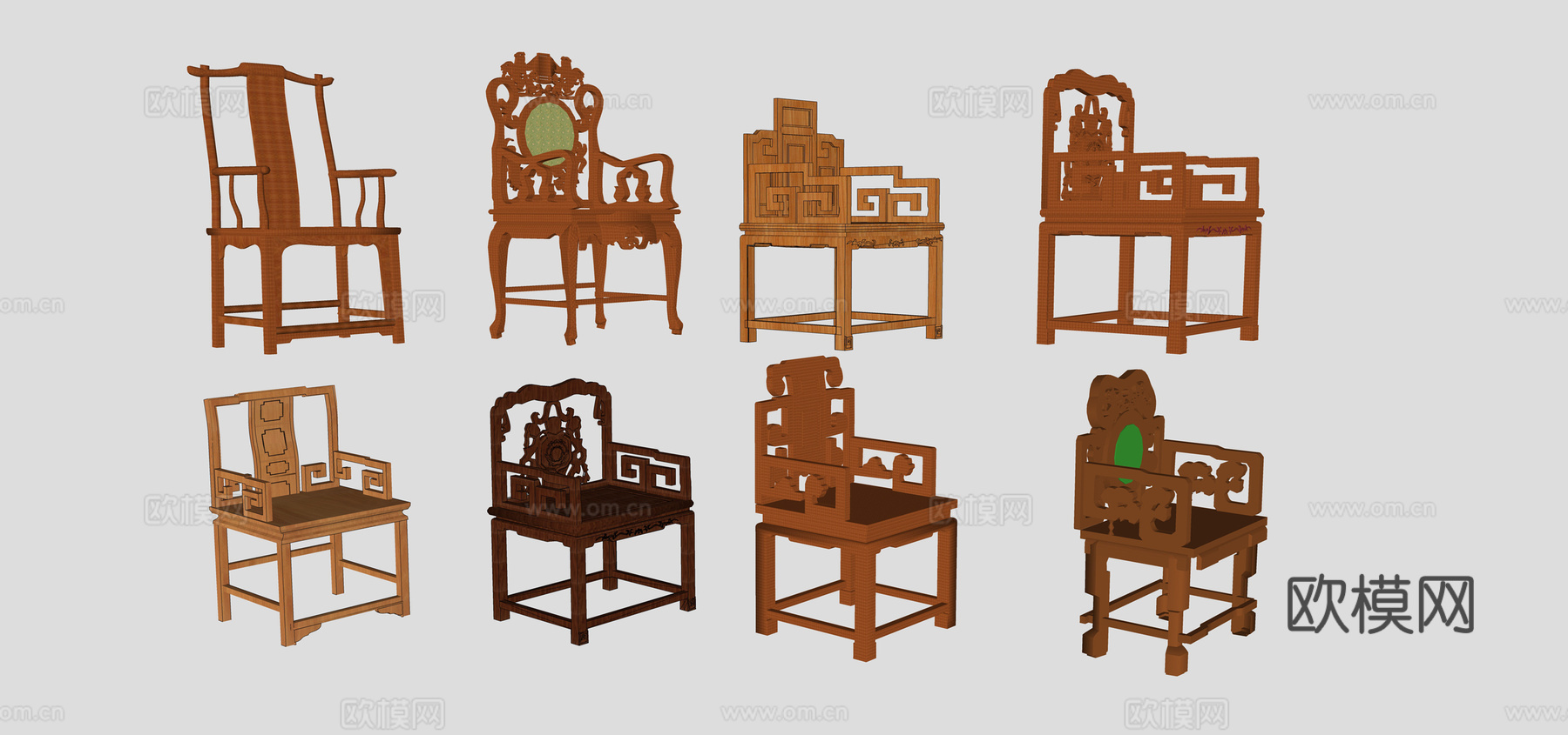 中式实木太师椅休闲椅su模型下载下载（渲染图1）