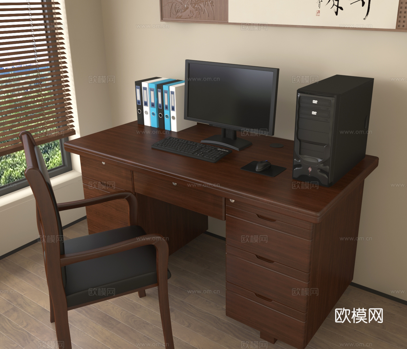 电脑 电脑桌 办公桌椅su模型