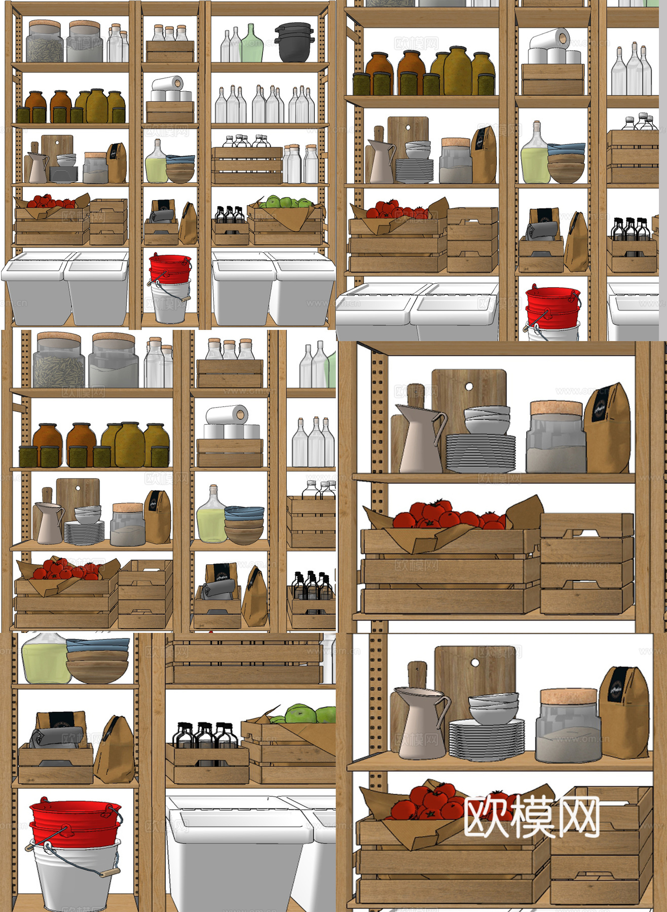北欧厨房调味品餐具厨具su模型下载