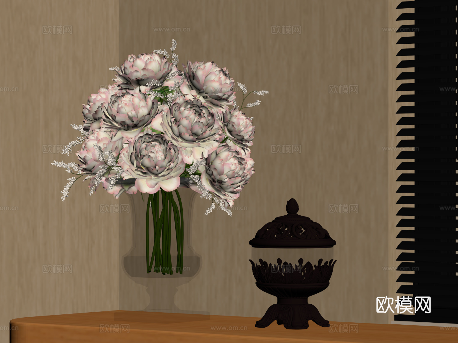 07现代花瓶 鲜花su模型