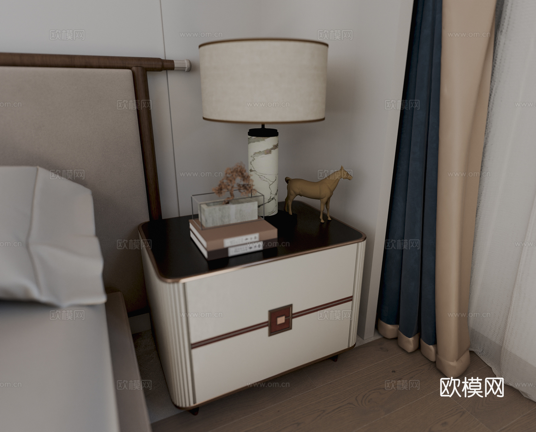 新中式卧室 宋式卧室3d模型