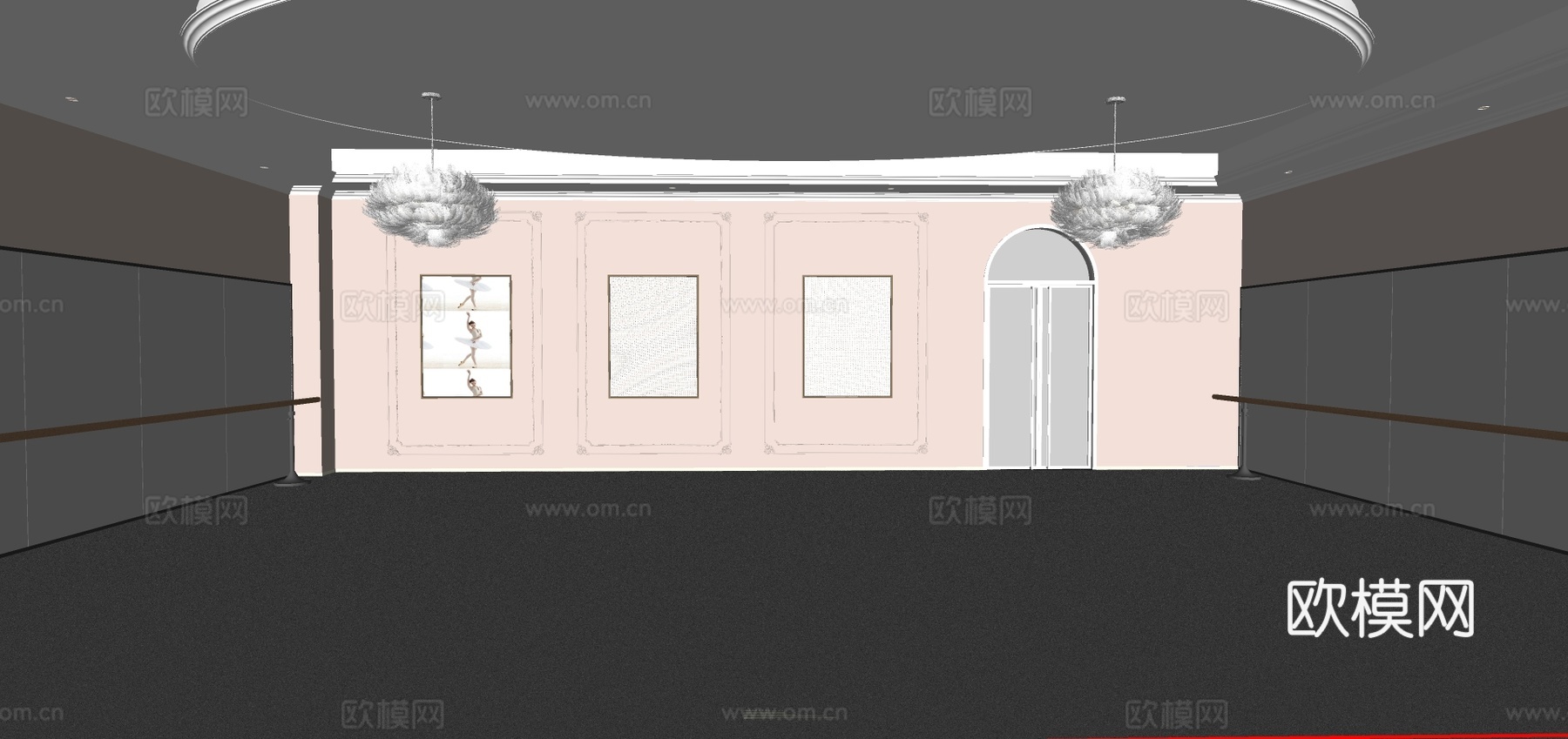 现代瑜伽室舞蹈室su模型下载