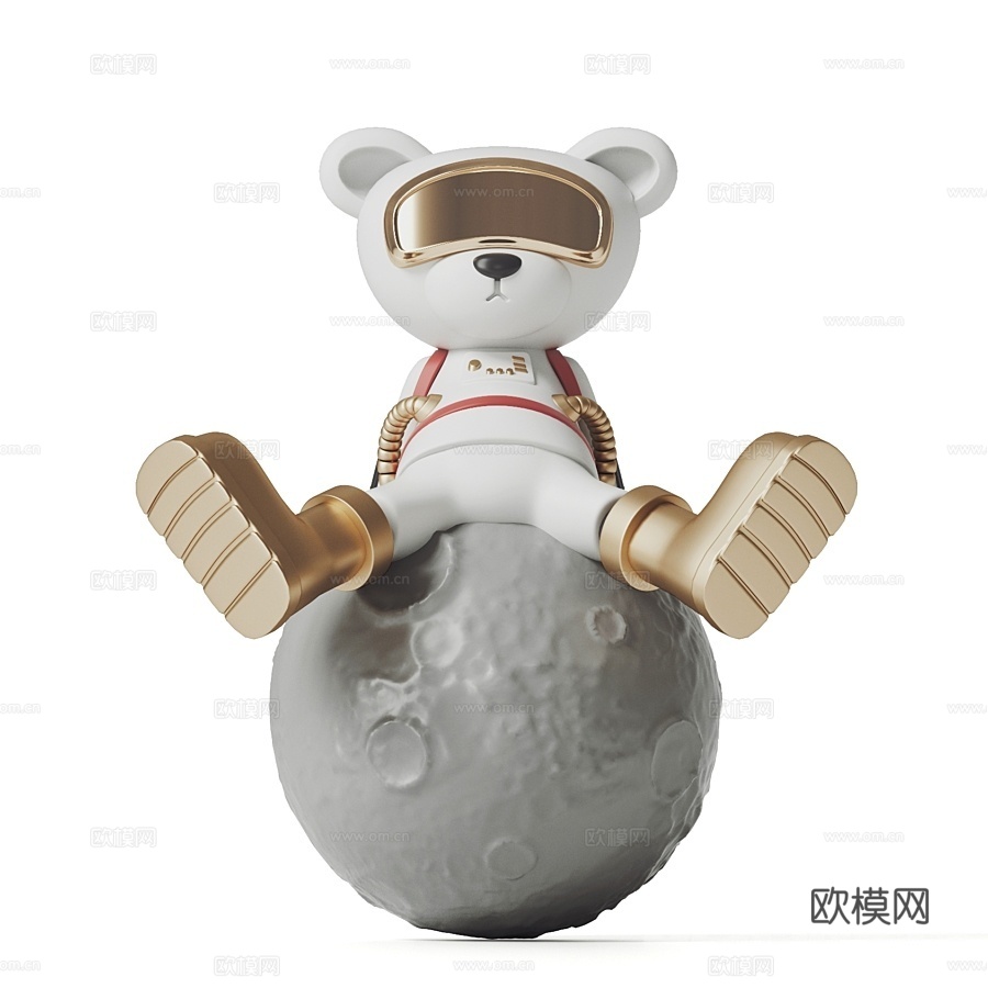 现代太空熊雕塑摆件su模型下载