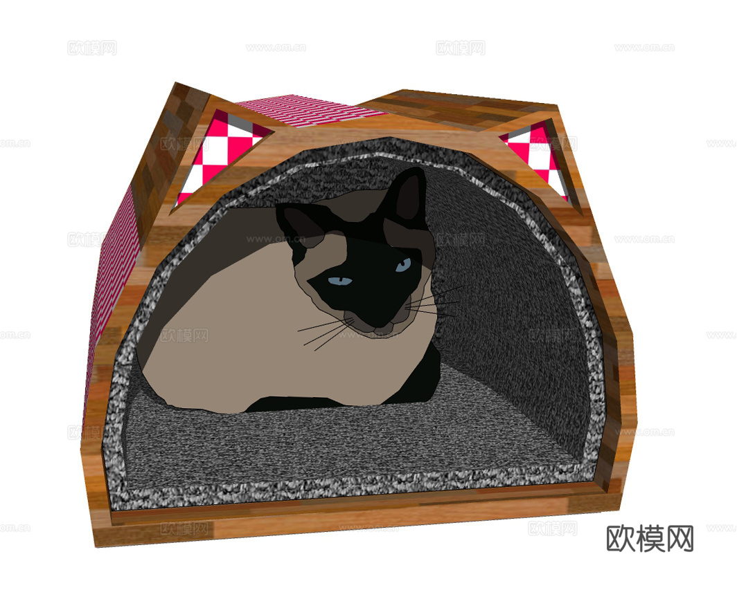 现代猫舍宠物猫su模型下载