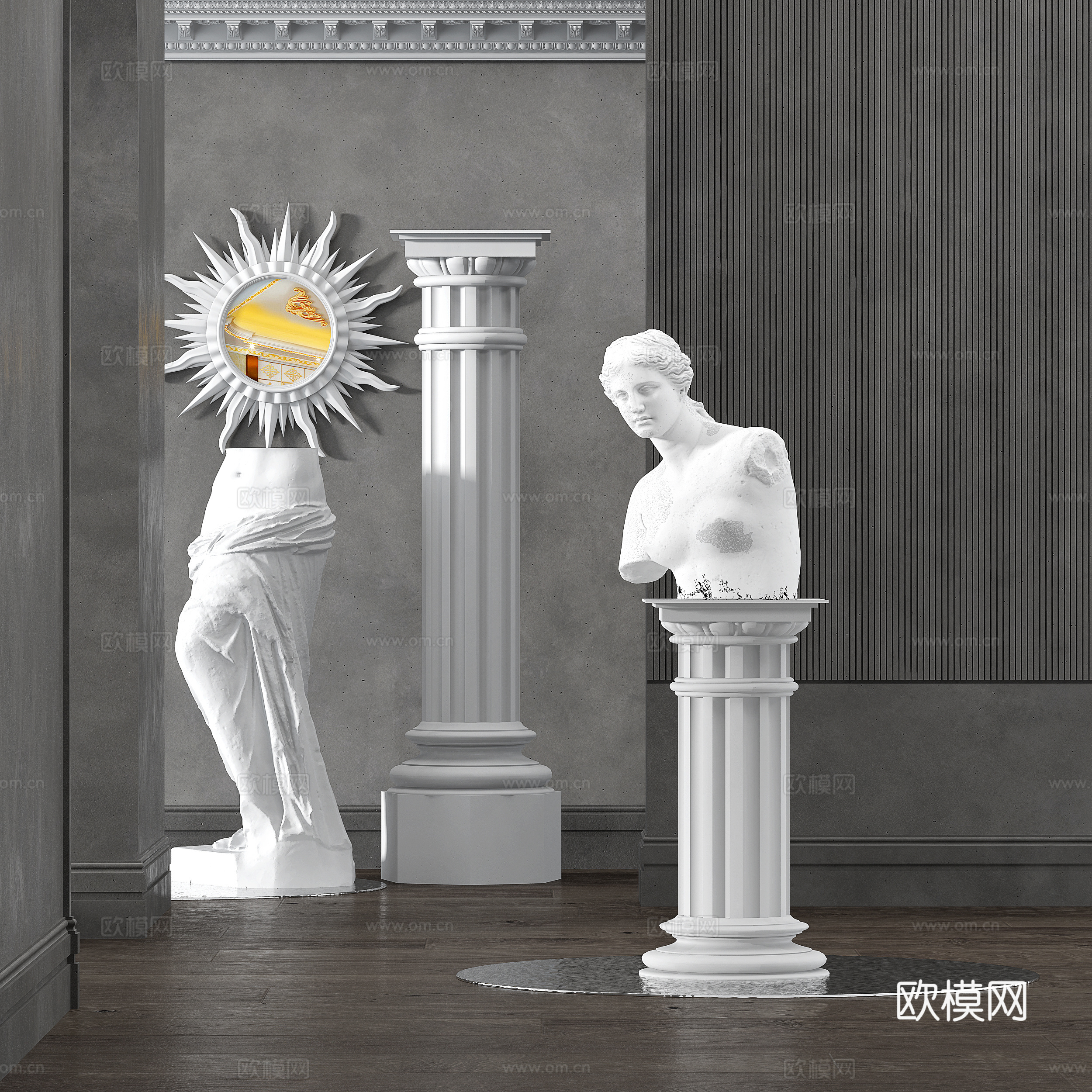 欧式人物雕塑摆件su模型下载