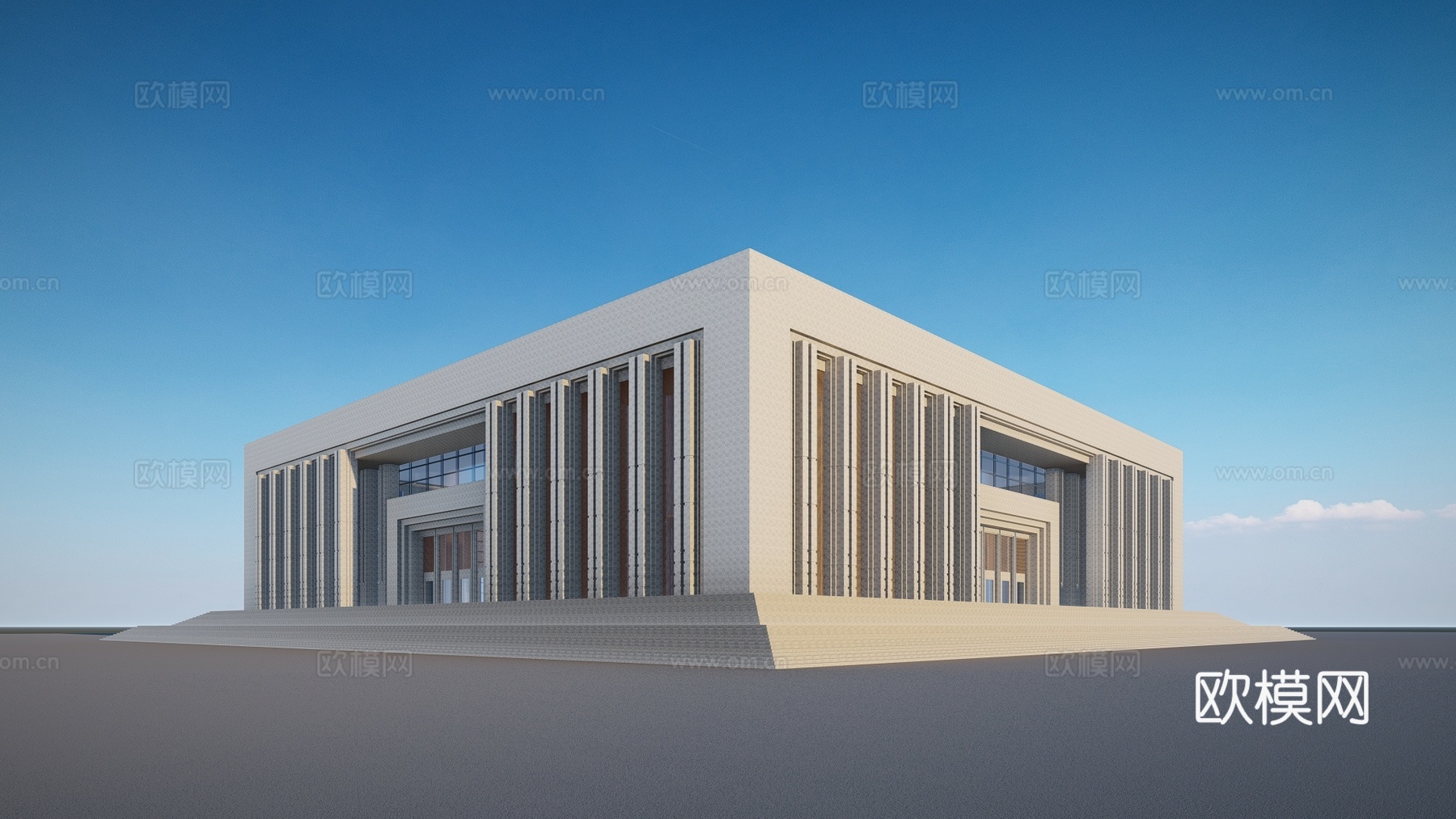 现代文化展馆图书馆建筑外观su模型下载