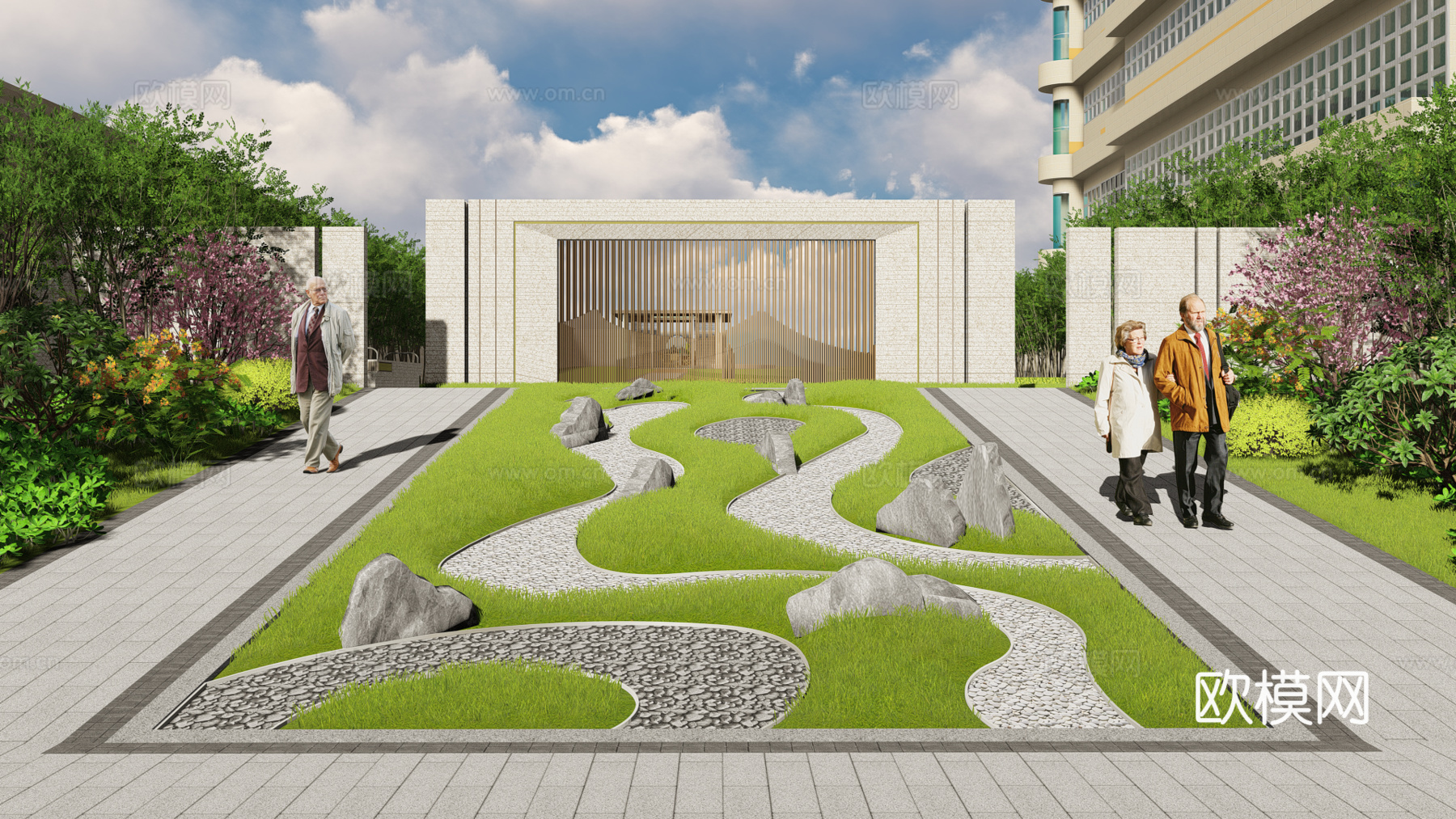 现代敬老院建筑外观su模型下载