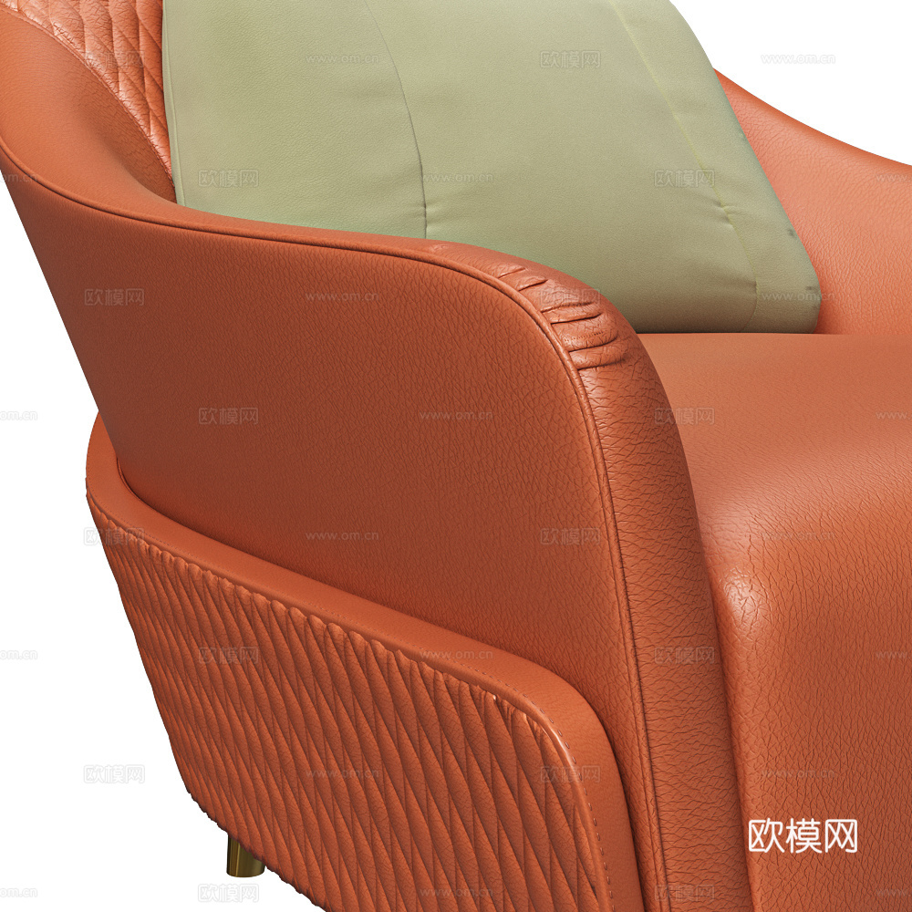 现代意式皮革沙发椅3d模型