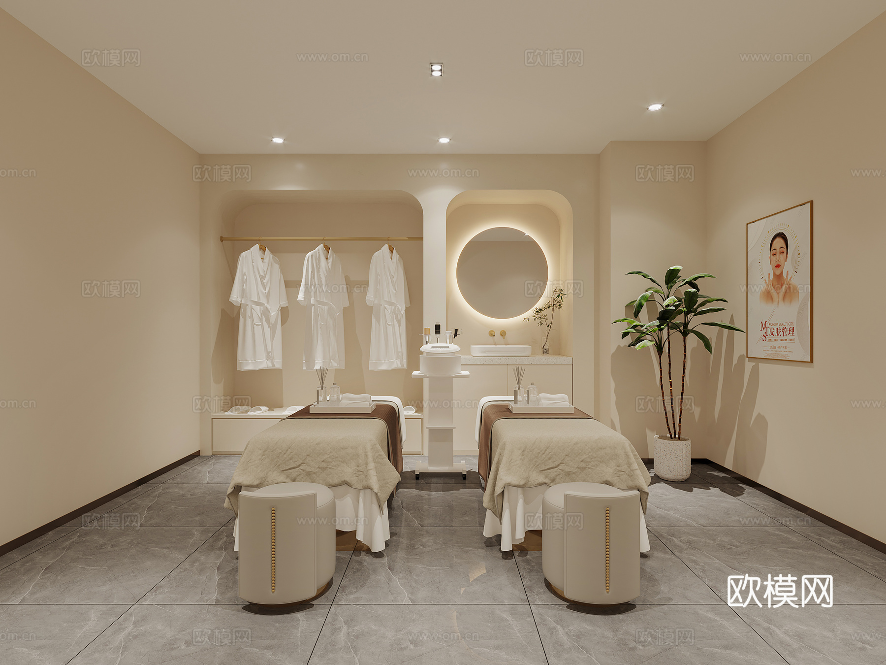 现代 美容院3d模型