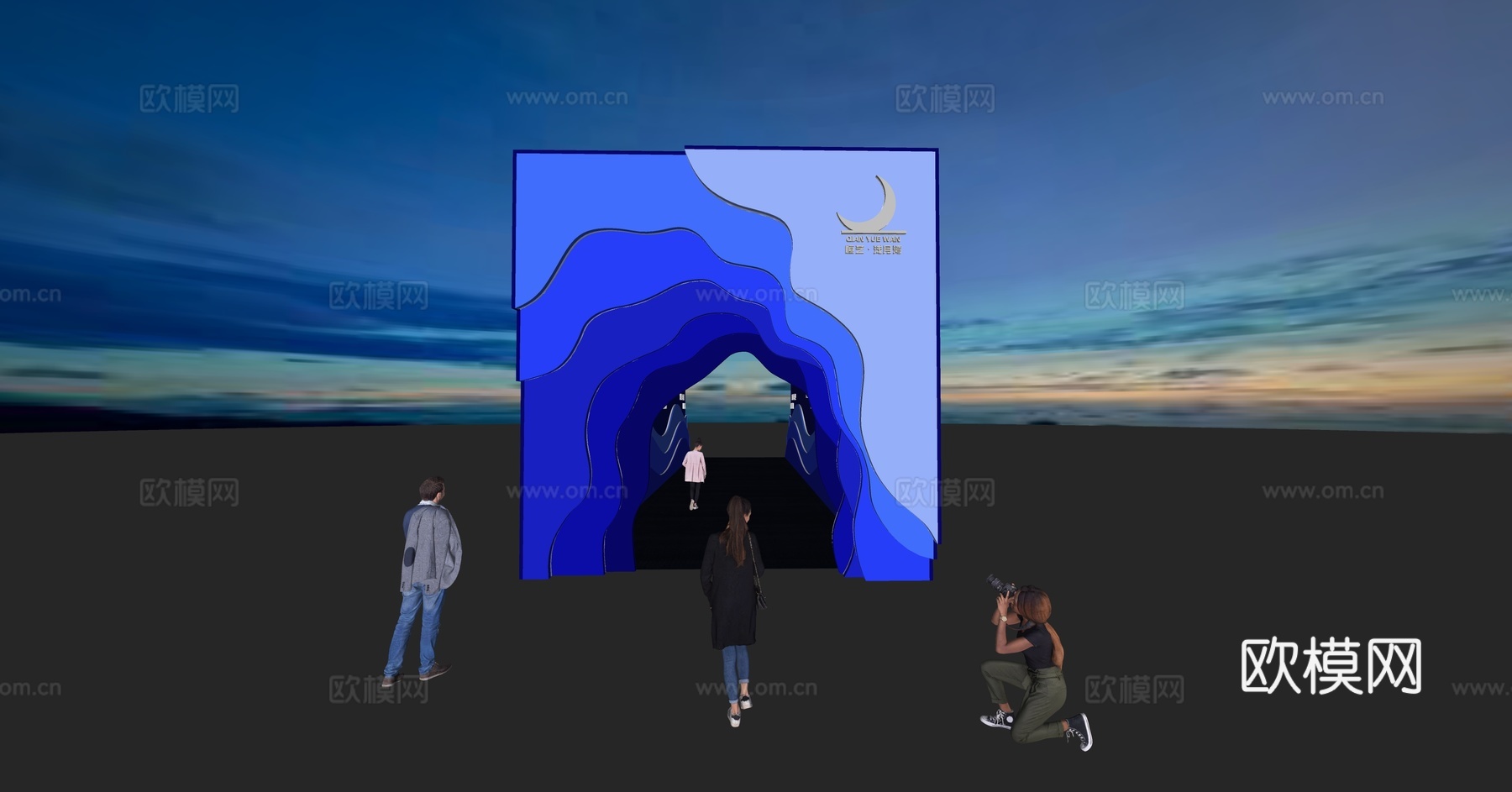 现代海洋元素通道美陈su模型下载