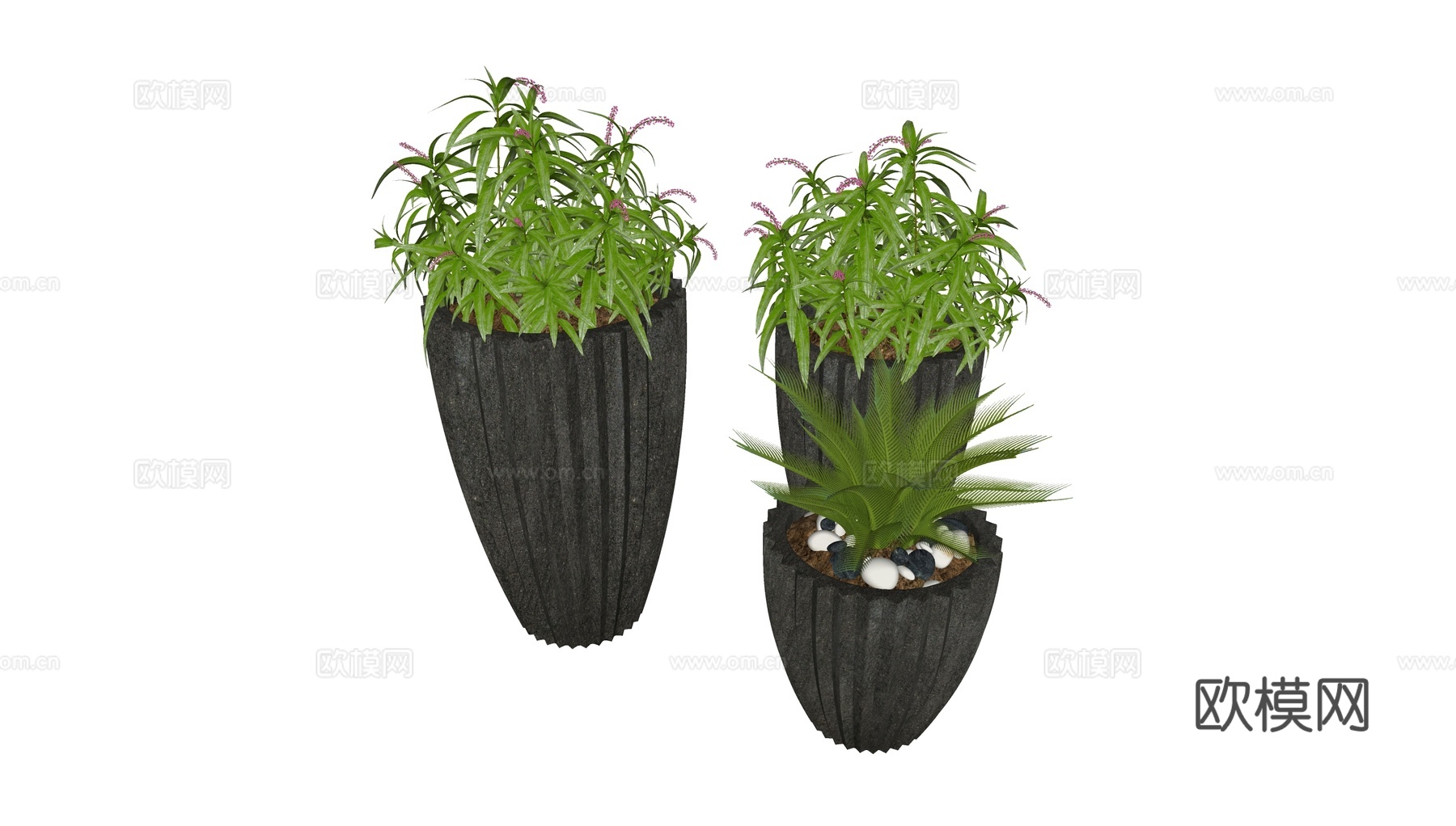 现代绿植盆栽su模型下载