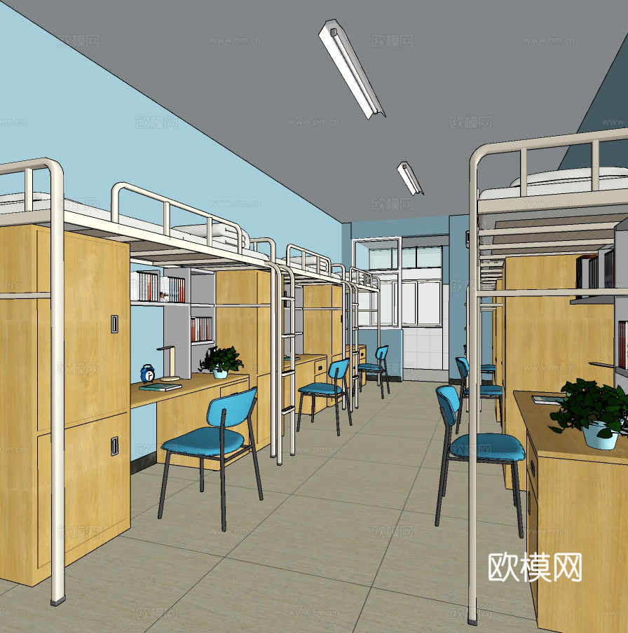 现代学校宿舍su模型下载