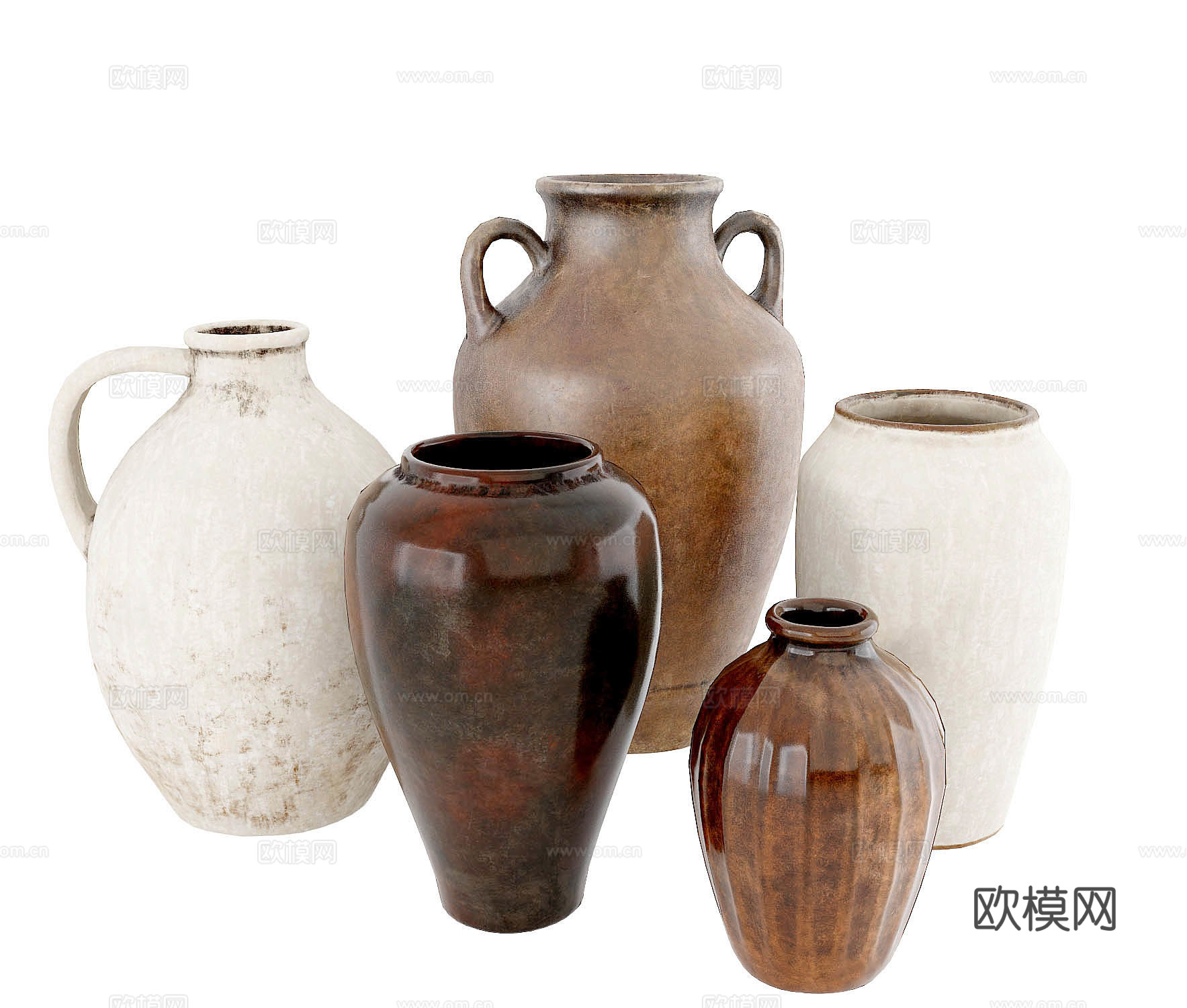 现代陶罐器皿su模型下载
