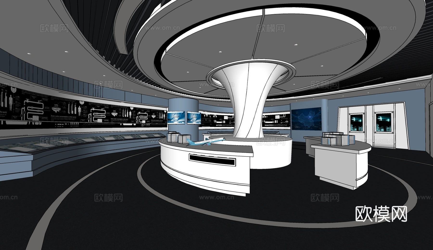 现代科技展厅su模型下载