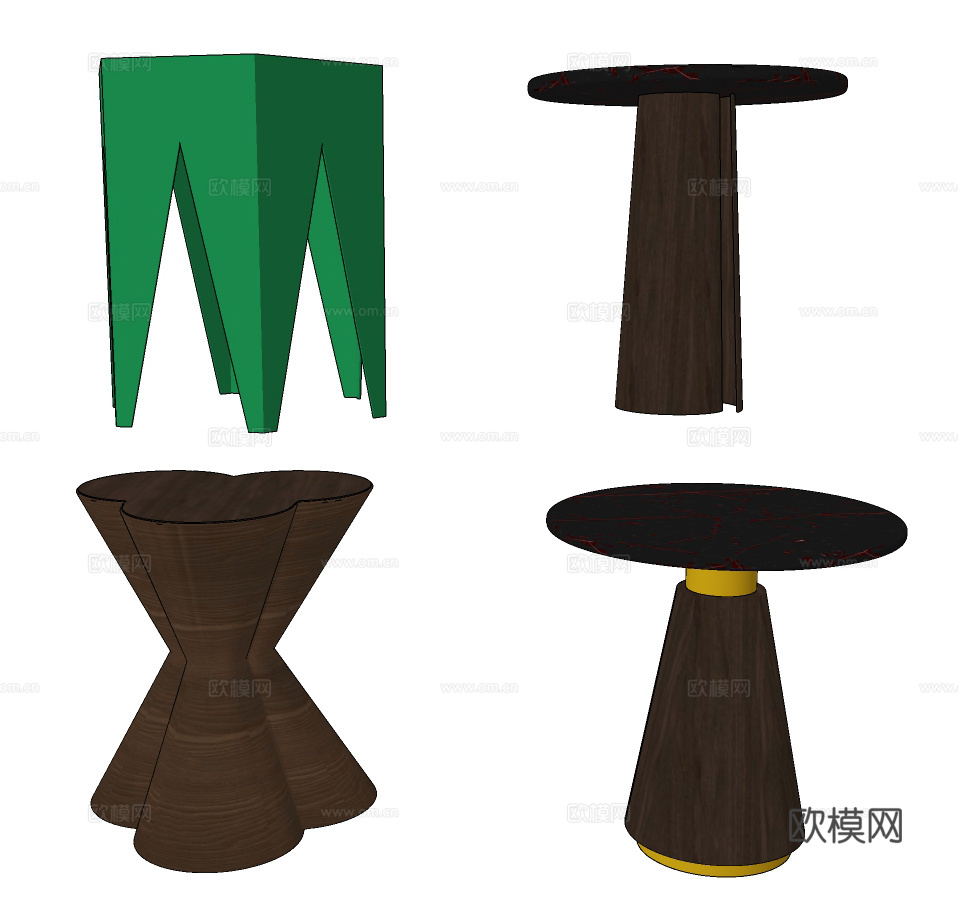 现代简约边几圆几su模型下载