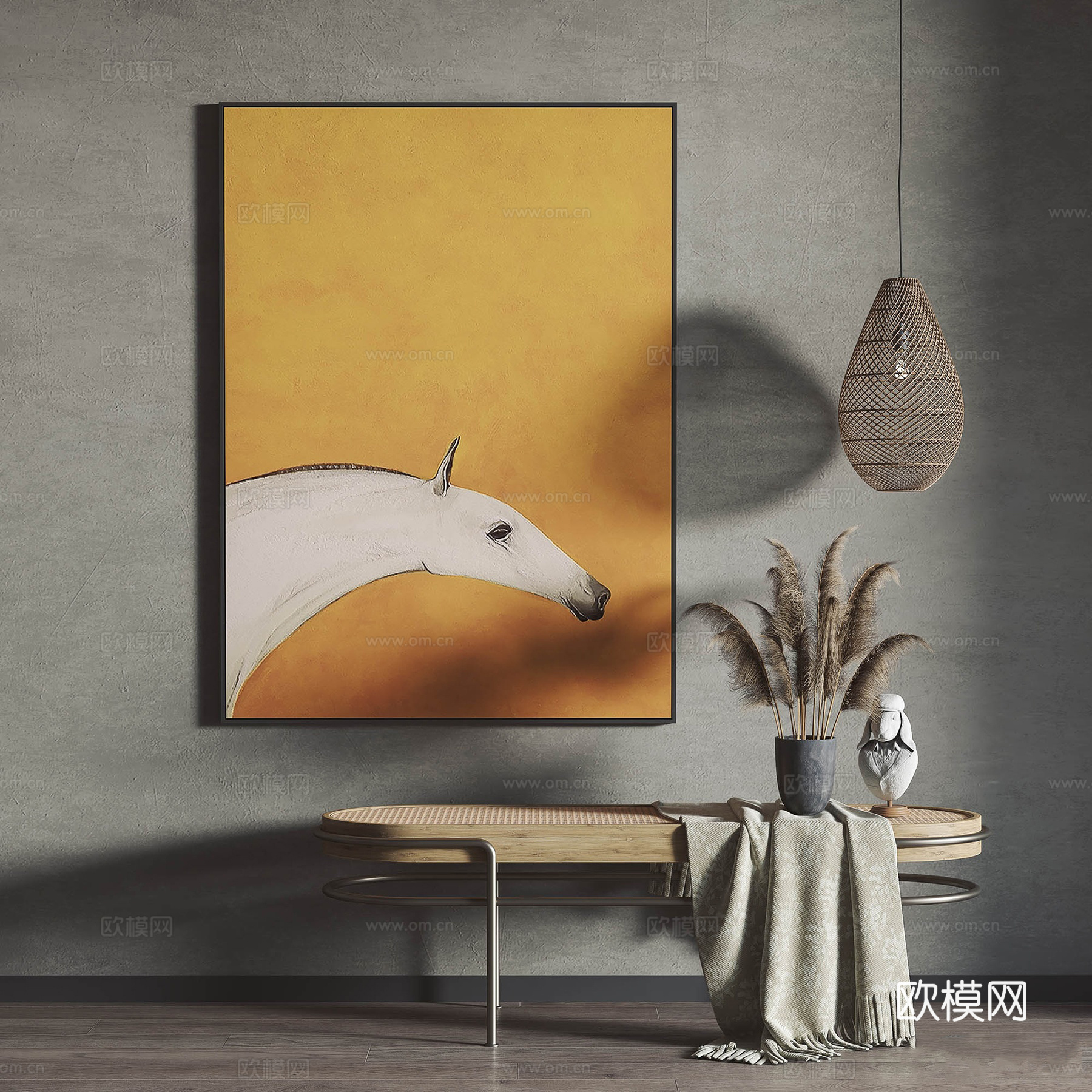 现代侘寂装饰画su模型下载