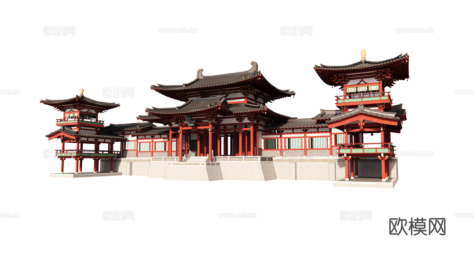 中式楼台古建外观su模型下载