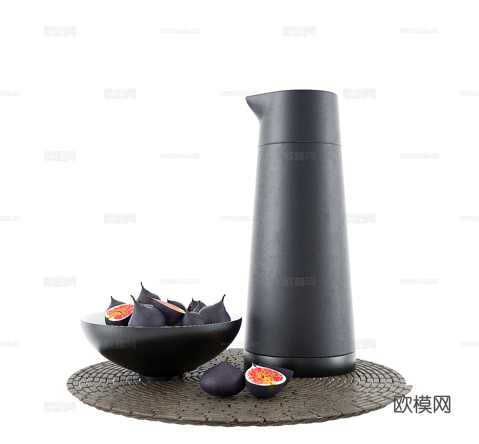 现代果盘水壶su模型下载