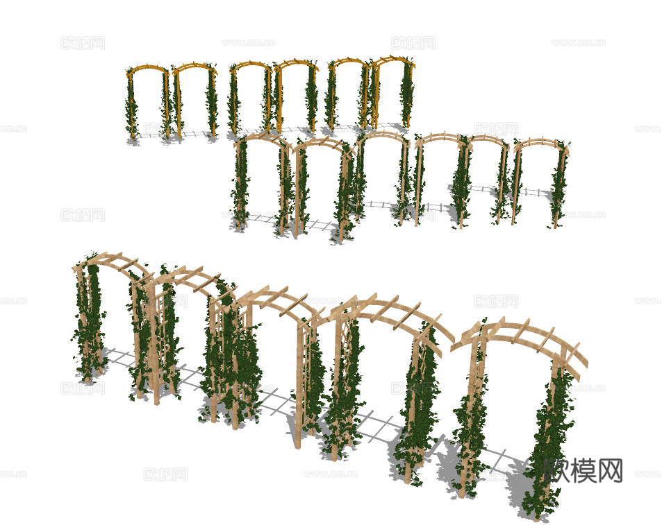 现代绿植藤蔓爬架花架su模型下载