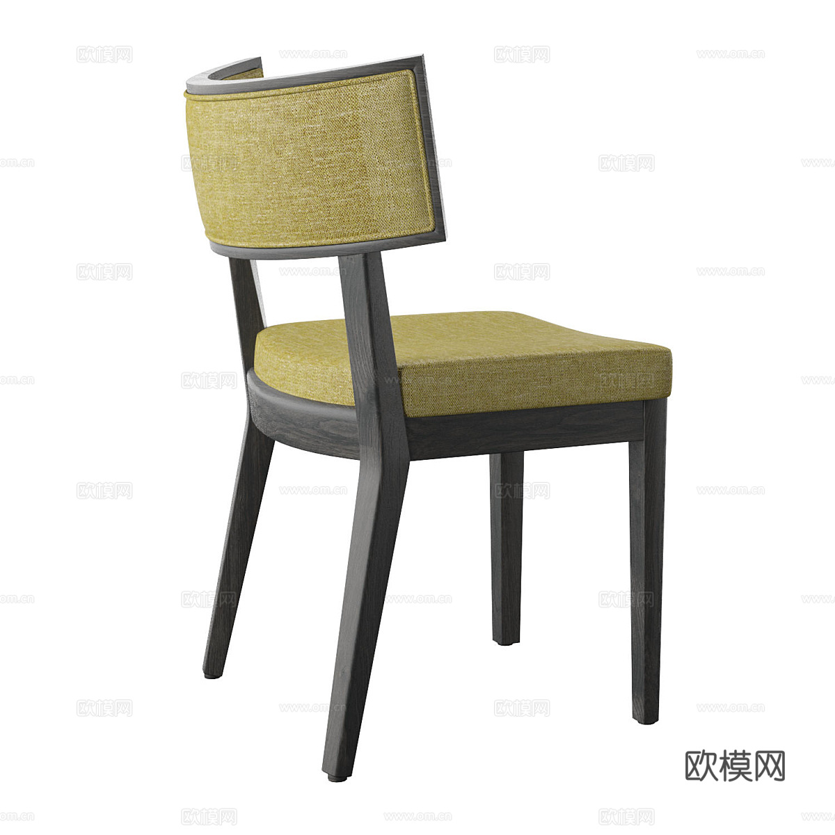 新中式布艺木质单椅3d模型