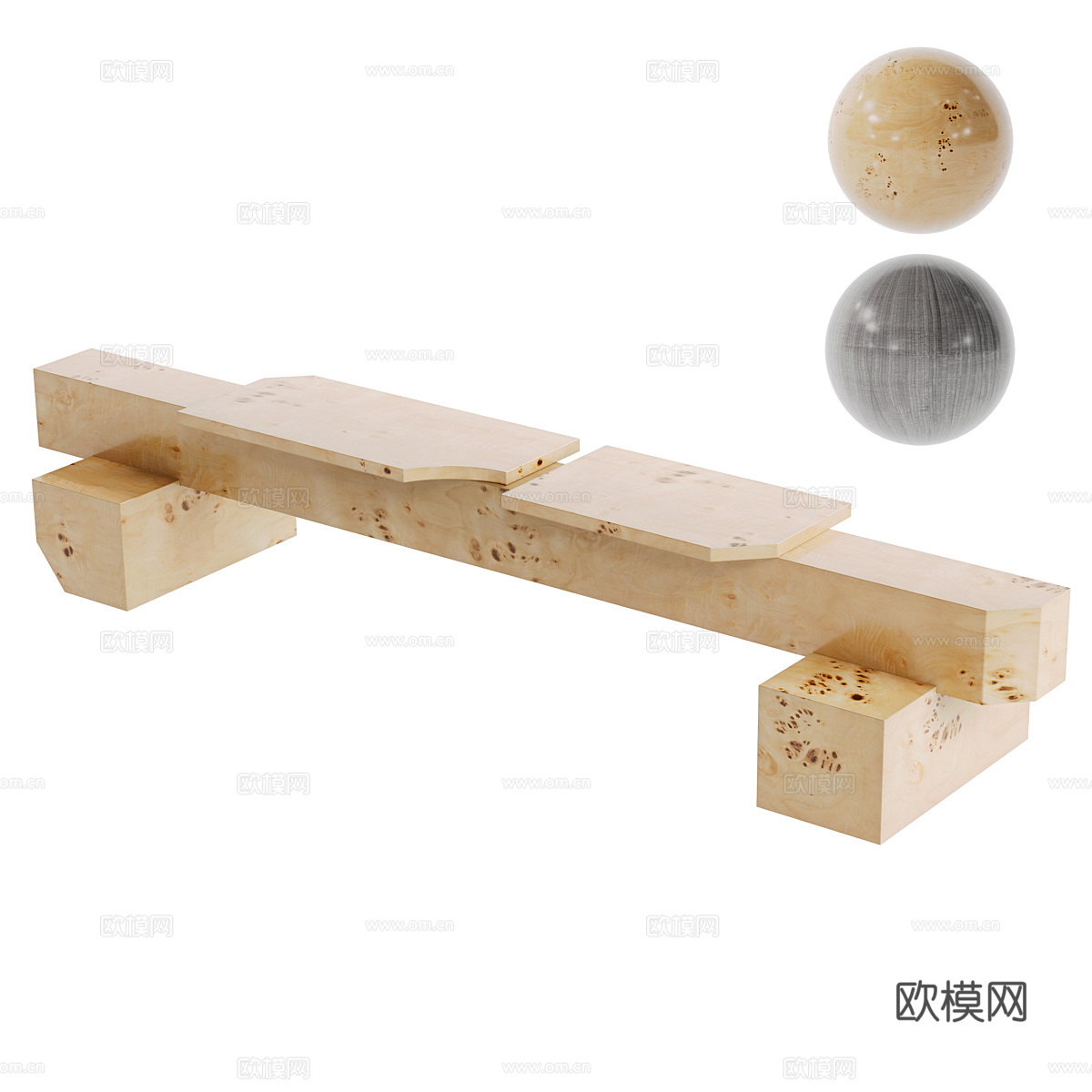 新中式侘寂实木条凳3d模型