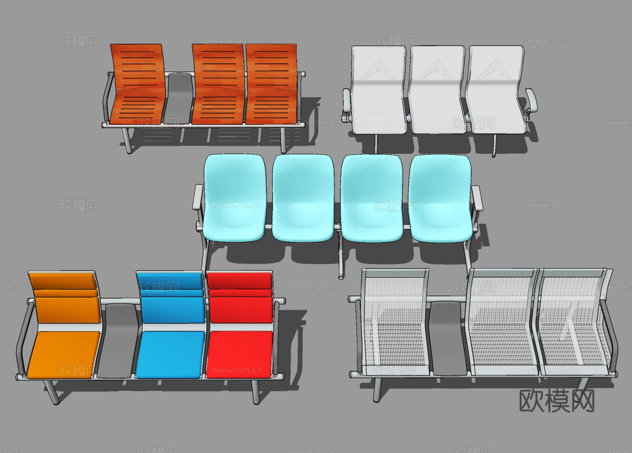 现代公共候车椅公用椅su模型下载下载