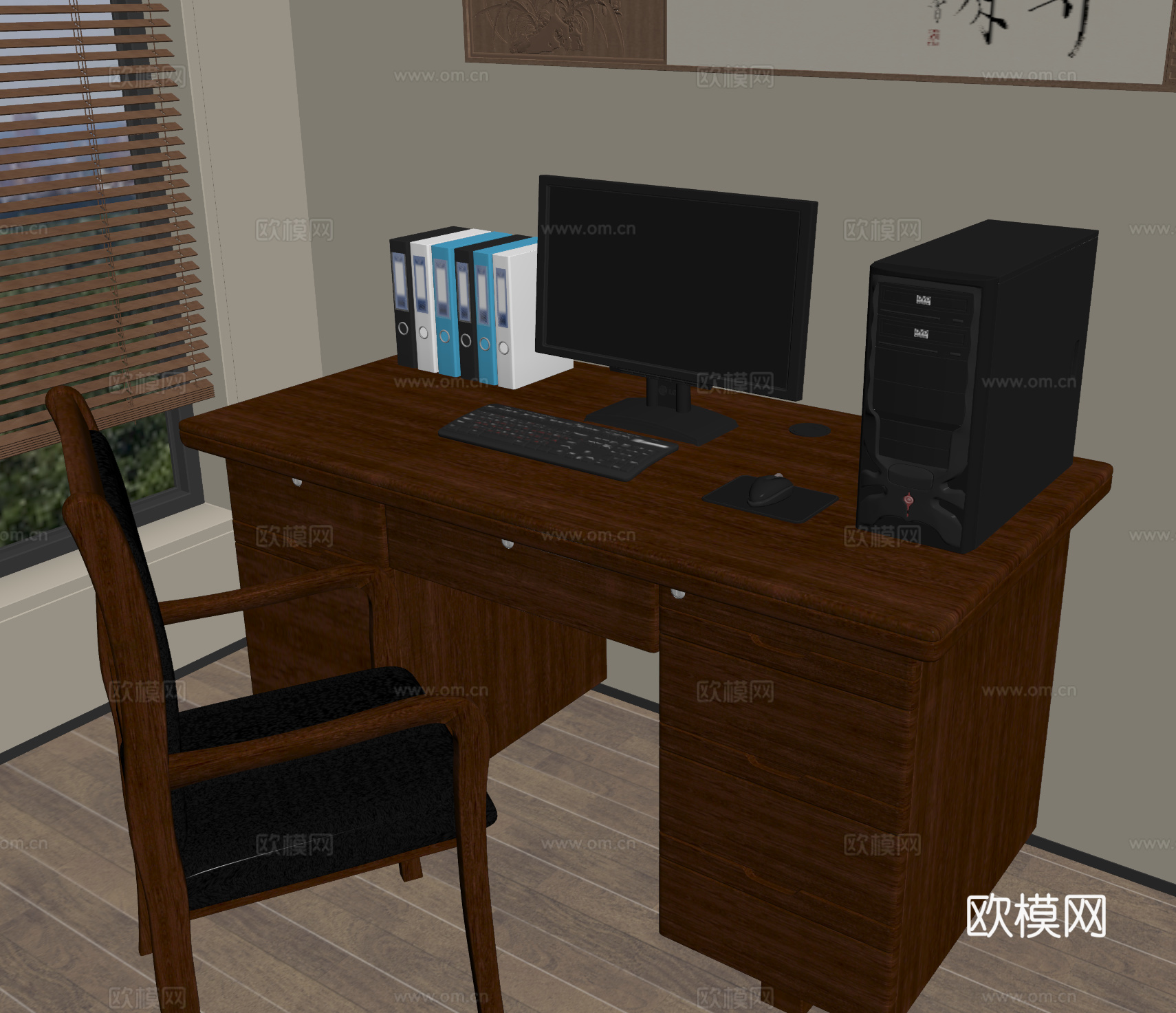 电脑 电脑桌 办公桌椅su模型