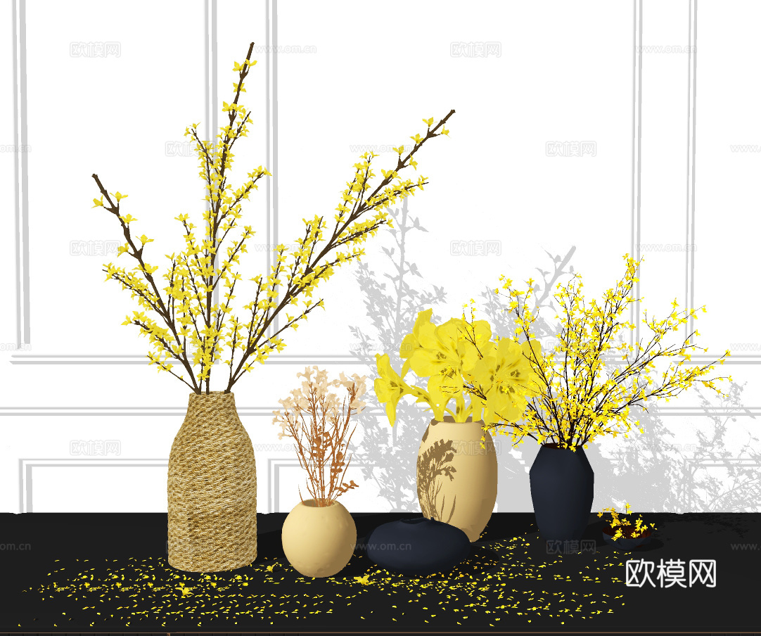 现代花瓶插花花艺su模型下载