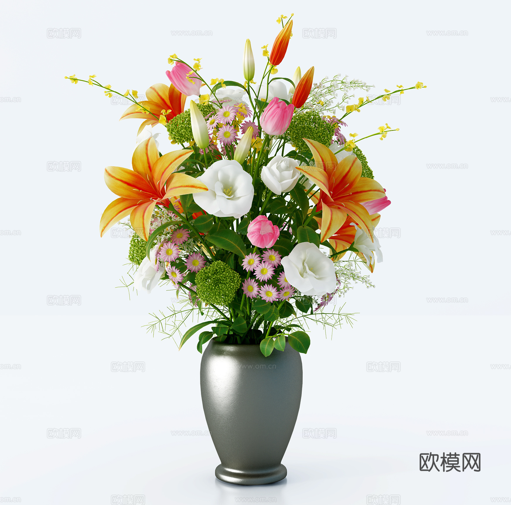 现代花卉花瓶插花su模型下载