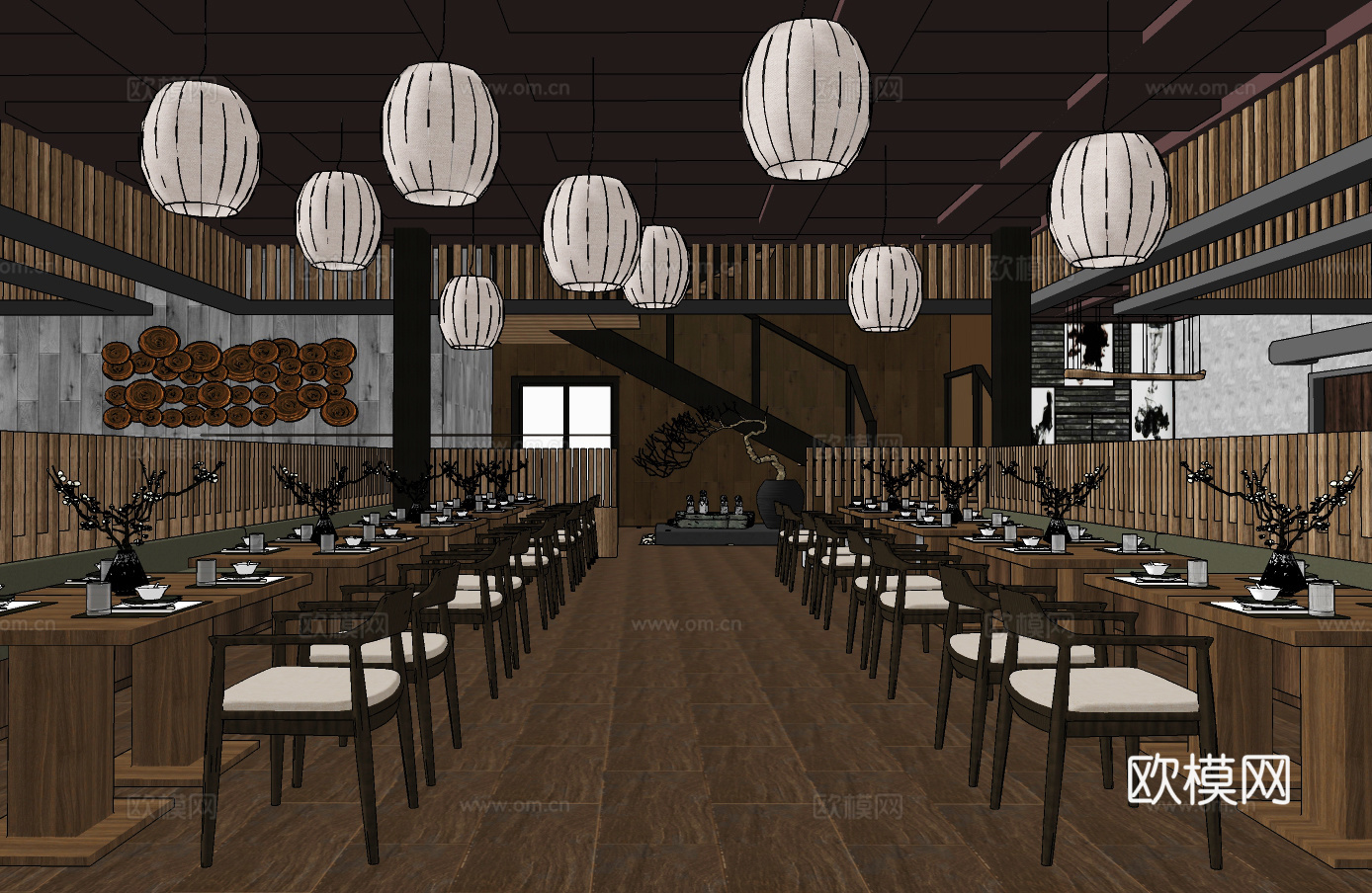 新中式中餐厅su模型下载下载