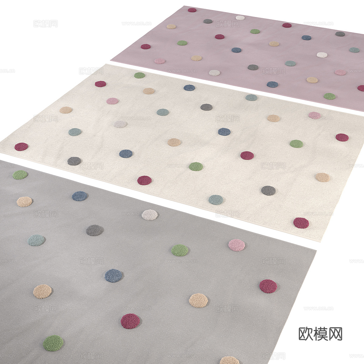 现代奶油风儿童布艺地毯3d模型