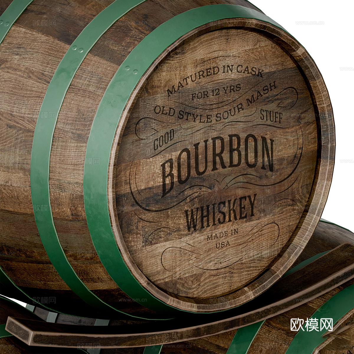 美式复古木桶 酒桶3d模型