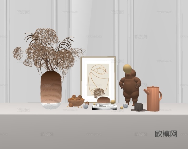 现代花瓶插花饰品摆件su模型下载