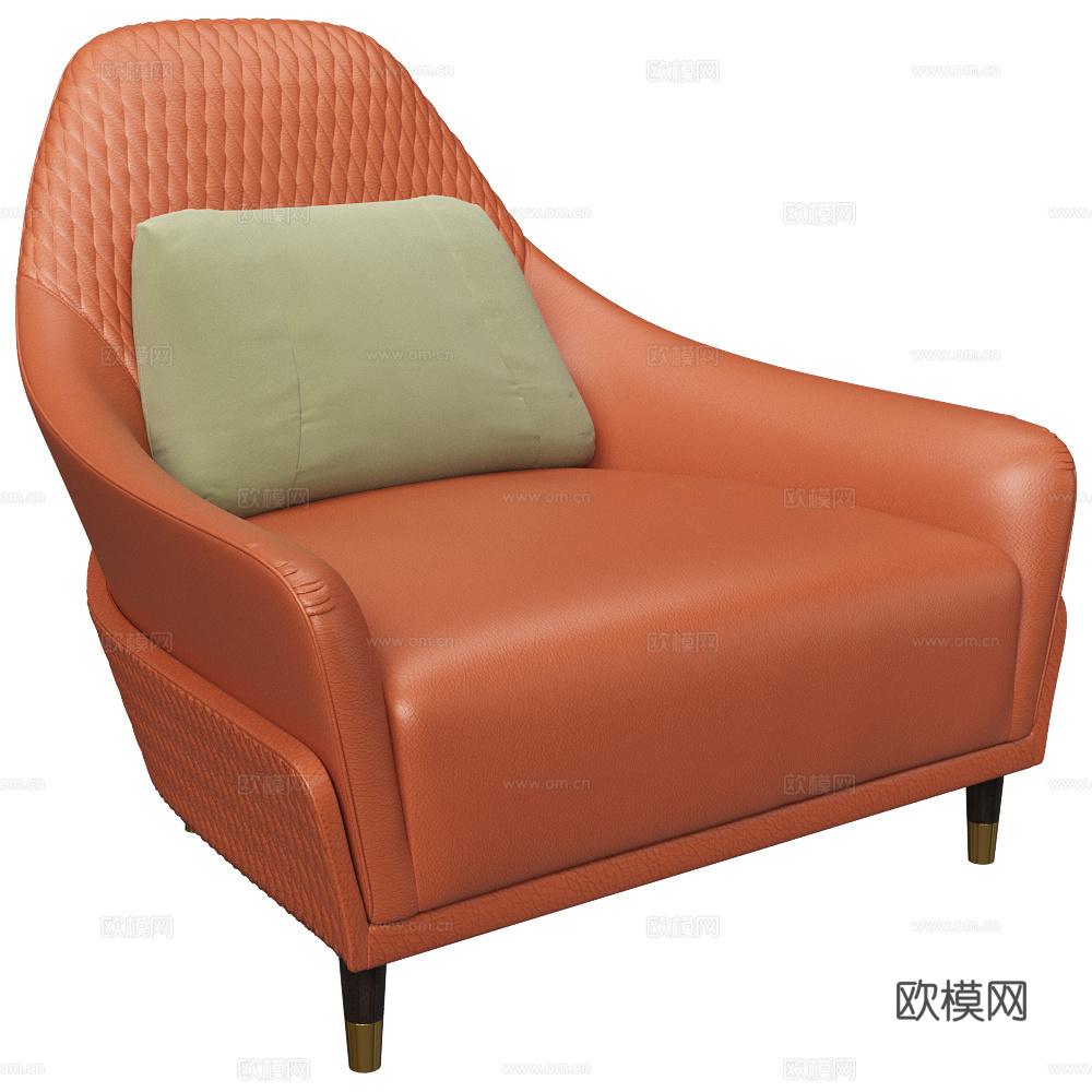 现代意式皮革沙发椅3d模型