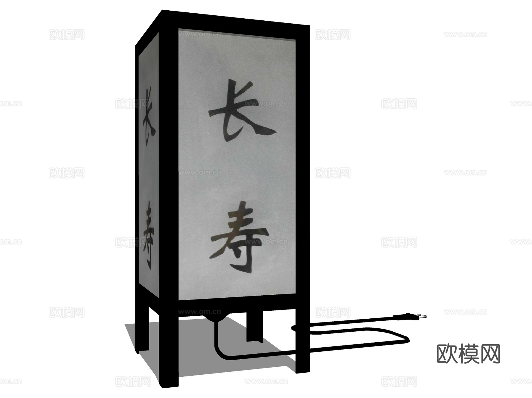 新中式方形落地灯su模型下载