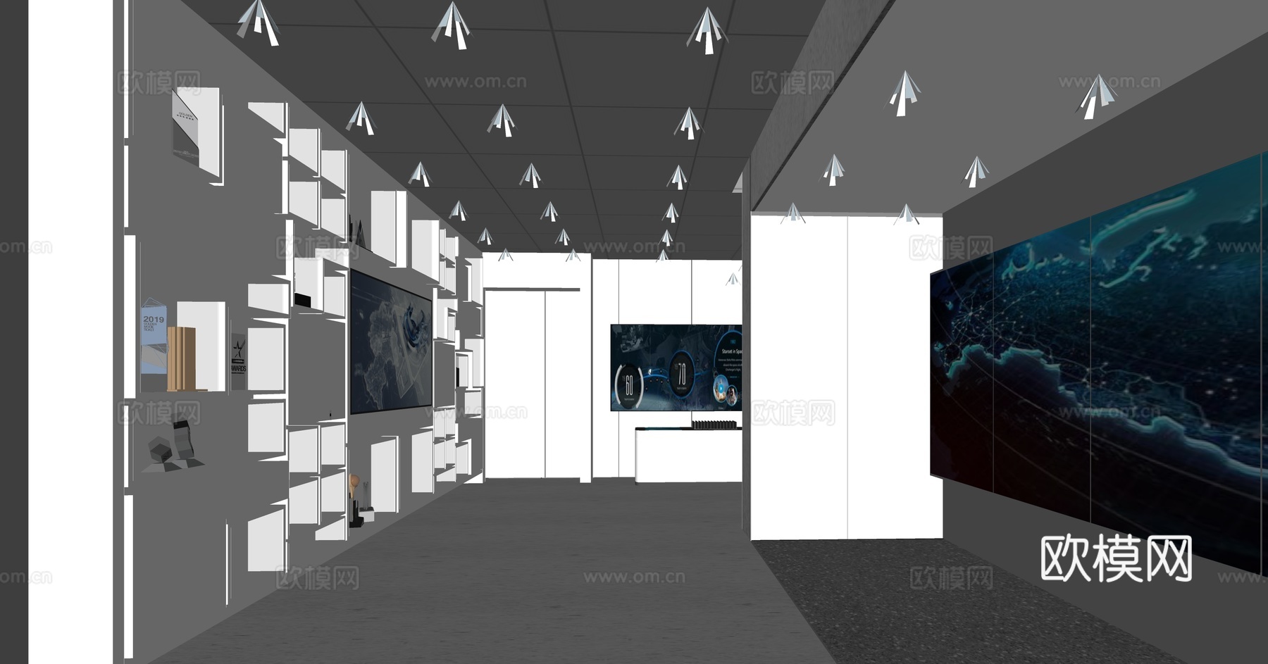 现代科技展厅su模型下载