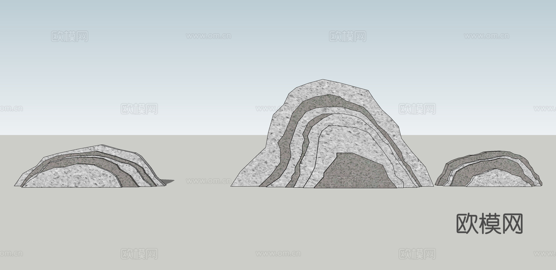 自然风山石片石su模型下载