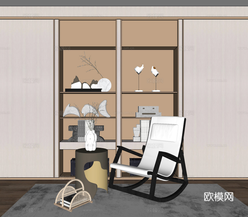 现代摇椅休闲椅su模型下载