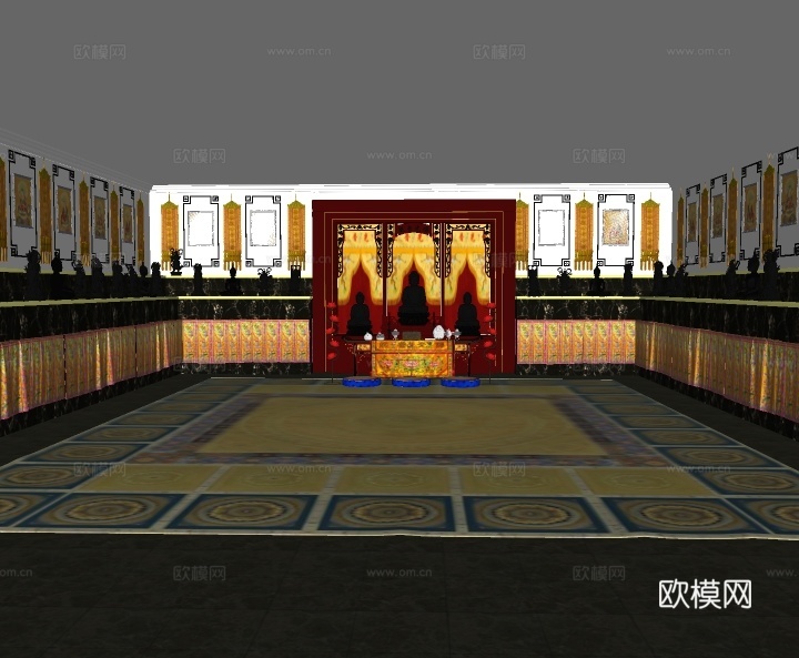 新中式佛堂su模型下载