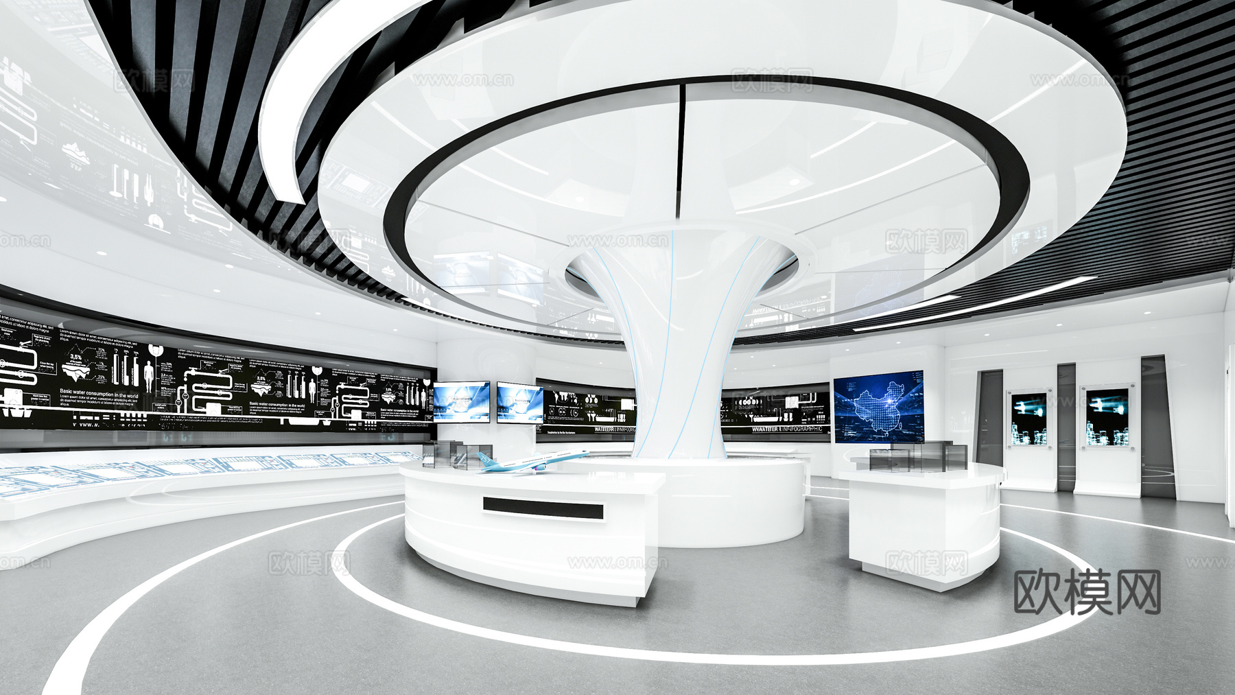 现代科技展厅su模型下载