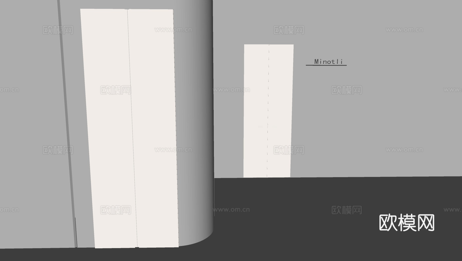 现代奶油风柜门板su模型