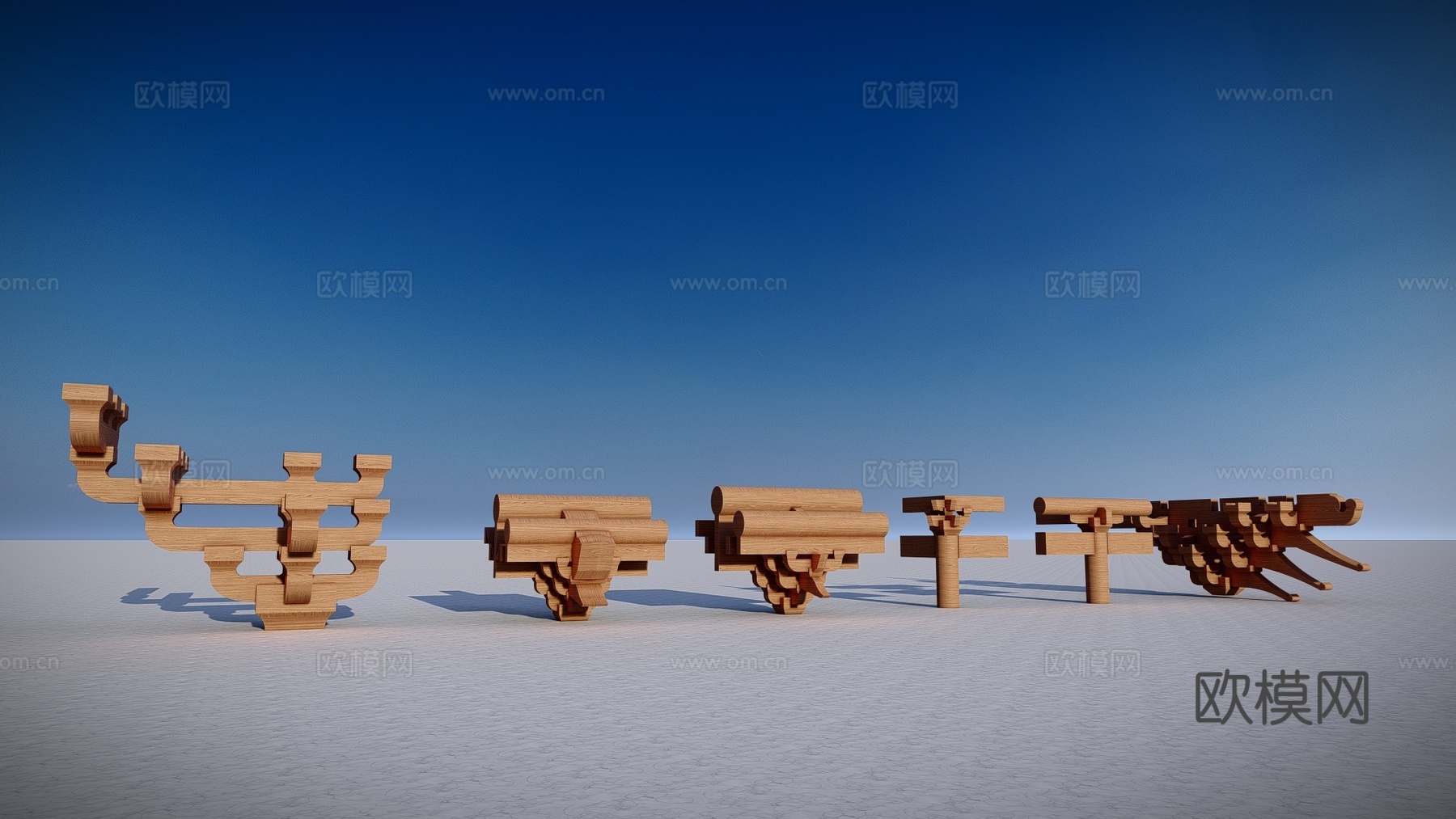 中式古建斗拱建筑构件su模型下载